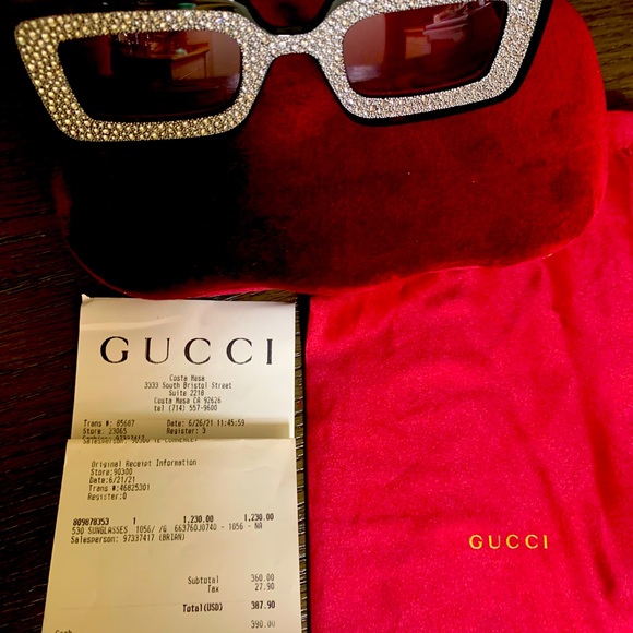 COPY - Beautiful  Rectangular frame Gucci Sun glasses with crystals Hollywood f… - Picture 7 of 8